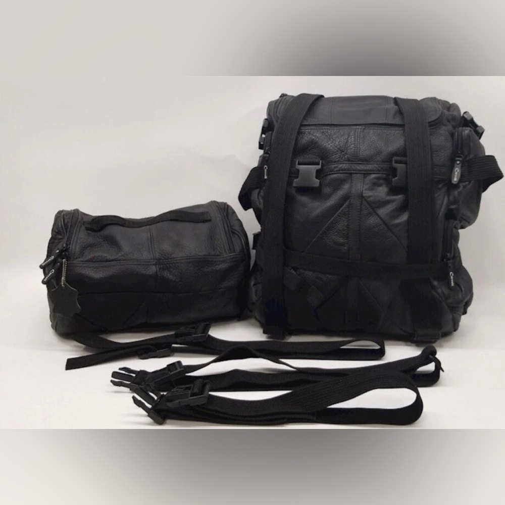 Carroll Black Leather Backpack Duffle Bag Included Travel Gym Active Luggage,